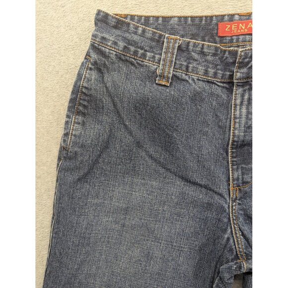 VINTAGE Zena Jeans Shorts Womens 14 Blue Denim Bermuda Cutoff Raw Hem 2000s - Picture 2 of 14